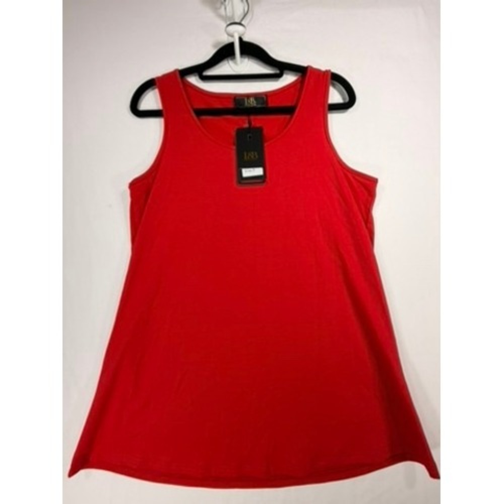 L&B Tank Top Women Small Red New Scoop Neck Sleeveless Casual Basic Soft Stretch